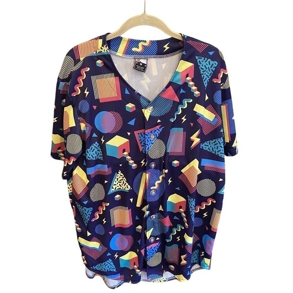 Molpe Brand Men’s Retro Shirt Y2K Vibes Party Shirt! Adult Medium Geo Graphics - Picture 1 of 4